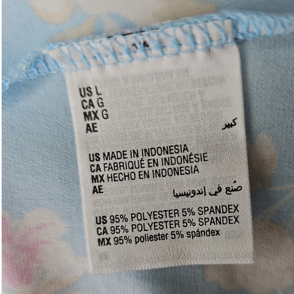 Charter Club Sky Blue Floral Print 3/4 Sleeve Top Size L - Picture 9 of 9